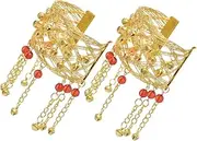 [VALICLUD] Arm Chain Dangling Beaded Bracelets Anklets for Women Belly Necklace Chain Dance Team Bikinis Beads Kit Neon Outfit Costume Spinner Belt Arm Jewelry Golden Iron
