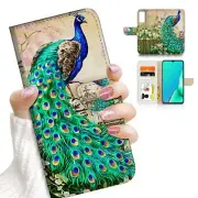 ( For Oppo A96 ) Wallet Flip Case Cover AJ23513 Peacock