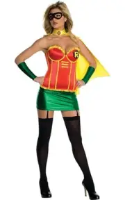 LICENSED ROBIN CORSET DELUXE WOMENS BATMAN ADULT FANCY DRESS HALLOWEEN COSTUME