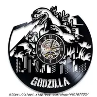 在飛比找蝦皮購物優惠-【免運】現貨 黑膠掛鐘 哥吉拉掛鐘 Godzilla 時鐘龍