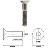 M10X45MM 1.5 THREAD PITCH TITANIUM COUNTERSUNK BOLT GRADE 5