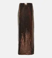[Taller Marmo] Taller Marmo Eva sequined maxi skirt AU 14 brown