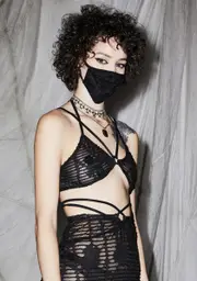 [DARKER WAVS] Reverb Sheer Matelasse Bra Top And Face Mask Set