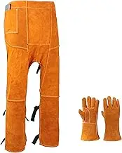 Heavy Duty Split Leather Welding Pants - Heat & Flame Resistant Leg Protection, Adjustable Sizes