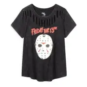 Torrid 6 (6X 30) Friday the 13th Jason Mask Slashed Gothic Horror Punk T Shirt