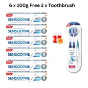 SENSODYNE Novamin Repair & Protect Whitening Toothpaste 6 Pack Free 3 Toothbrush