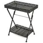 Table Black Metal 22.8x13.8x28.3 in Foldable Tea Table vidaXL