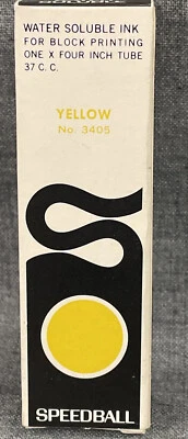 Vintage USA Made Speedball Block Printing INK Oil Base Metal Tube Yellow No 3405