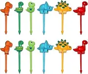 12Pcs Food Picks for Kids, Dinosaur Fruit Food Picks, Fun Kids Food Picks for Bento Box, School Lunch Accessories for Kids, Cute Animal Fruit Toothpicks for Picky Eaters