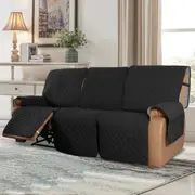 Recliner Sofa Cover for 1/2/3 Seater with Pocket, Slipcovers Reversible Washable Elastic Adjustable Strap for home,Black