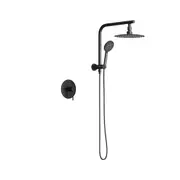 Welba 10" Rain Shower Head Set With Mixer Round 3-Mode Handheld Shower Black