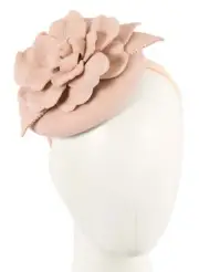 Beige felt pillbox autumn & winter racing fascinator Max Alexander RRP $149