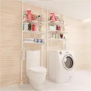 3-Tier Partition Bathroom Space Saver Over The Toilet Storage Rack, Laundry Room Storage Utility Washing Machine Storage Rack, White,40cm