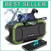Compact Hand Crank and Solar-Powered NOAA Weather Radio with Bluetooth Speaker