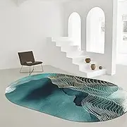 Nordic Design Washable Bedroom Living Room Balcony Kitchen Floor Decor Large Non-Slip Rug，100x160cm Oval Carpet Easy to Clean Green Gold 70x140cm(3.9ft×6.6ft/120×200cm)