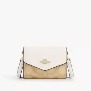 Coach Mini Envelope Wallet With Strap Signature Canvas CU172 Khaki/ChalkNEW