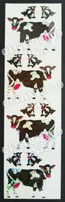 HAMBLY STUDIOS PRISMATIC COW CALFS STICKERS FARM ANIMAL COLLECTABLE RETIRED RARE