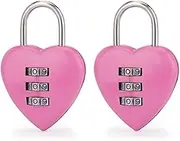 2 PCS Pink Love Heart Shape Combination Padlock for Girls Women, Mini 3-Digit Password Resettable Code Locker Lock for School Pink Combination Locks