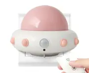 LED Creative Flying Saucer Remote Night Light Bedroom Bedside Children Starting Night Induction Lamp-Pink