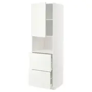 METOD / MAXIMERA hi cab f micro w door/2 drawers, white/Vallstena white, 60x60x200 cm