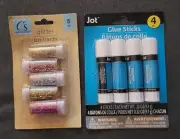 Jot 4 Piece Glue Sticks and Crafter's Square 5 pc Glitter (NEW)