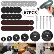 67PCS Mini Diamond Cutting Discs Wheel Blades Set Drill Bit HSS For Rotary-Tool