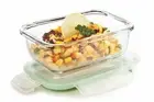 TreegoArt Rectangle Glass Leak Proof Locking Lids Storage Containers - Set Of 1