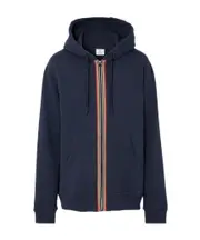 Icon stripe zip-up hoodie L Blue