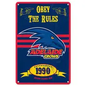 Adelaide Crows Fans Only AFL Retro Metal Tin Wall Sign
