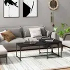 Wooden Coffee Tables 2pcs Black Modern Sofa Lounge Side Lamp Storage