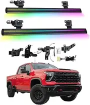 BJOHQ Electric Running Boards Compatible for Chevrolet Silverado 2024-2025 with Light, SUV, Off-Road & Pickup Trucks - Retractable Truck Steps & Nerf Bars