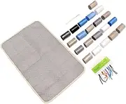 LALAFINA 1 Set Handmade Embroidered Material Package Rug Hooking Mesh Canvas Woven Area Rug Plush Area Rug Weaving Kit Rug Making Canvas Kit DIY Floor Handmade Carpet Embroidery Grey