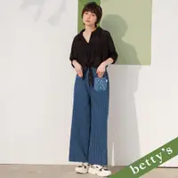 在飛比找蝦皮商城優惠-betty’s貝蒂思(21)條紋排釦牛仔寬褲(深藍)