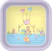 Bellaroopa Baby Shower ABC Blocks Theme Party 7" Square Paper Dessert Plates