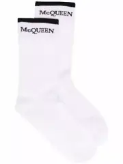 ALEXANDER McQUEEN 'Reversible Logo/Skull' Men's Socks M Wht/Blk Made ITALY *NWT*
