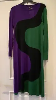 NEW MARIMEKKO UNIQLO Sweater Dress Size Small Color Block Wool Blend Midi