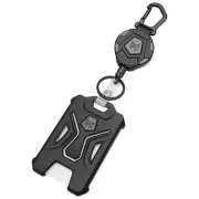 Heavy-Duty Retractable Badge Holder with Carabiner Keychain, Black