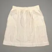 New Eileen Fisher Skirt 100% Linen Organic Pull On Pockets White Sz S/P