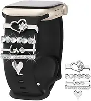 Ouwegaga 5pcs Decorative Charm Band Compatible with Apple Watch 38mm 40mm 41mm 42mm 44mm 45mm 46mm 49mm, Soft Silicone Decorative Ring Loops for iWatch Series 10 9 8 7 6 5 4 3 2 1 SE, Multi Colors