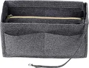 LITLANDSTAR Multi-Compartment Solid Color Felt Bag Large Capacity Makeup Bag Women Travel Large Makeup Organizer Toiletry bag Storage Pouch Handbag Tote, Gray