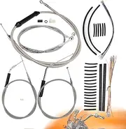 12" Dyna Cables Kit Handlebar Extended CAN-Bus/Turn Signal Wires/Clutch/Throttle Cables/Brake Line for 1996-2006 Non-ABS Dyna FXD Super Glide, FXDWG Wide Glide, FXDL Low Rider, Chrome