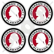 JEFFERSON COUNTY Seal, Alabama State USA United States of America Alabaman, Alabamian American 50mm (2") Vinyl Bumper-Helmet Stickers, Decals x4