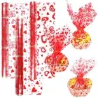 3 Roll Valentine's Day Cellophane Wrap Set 32 in x 100 ft Valentines Cellopha...