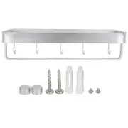 WallMounted Storage Rack Shower Shelf Multifunctional Storage Holder for Kitchen Bathroom(40cm Storage Rack with Rail and Hook )