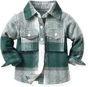 [Sobrisah] Toddler Big Boys Plaid Button-Down Jackets Kids Flannel Checked Tartan Tops Fall Winter Outcoats