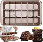 QUSHEJIAND Brownie Pan with Dividers,Non-Stick Baking Brownie Pan 18 Pre-Cut Square Molds for Brownies Brownie Baking Tray for Bread,Cookie,Cake,Chocolate 12 X 8 X 2 Inches