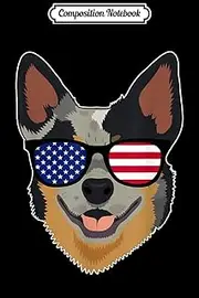 Composition Notebook: Australian Cattle American Flag Glasses Journal/Notebook Blank Lined Ruled 6x9 100 Pages