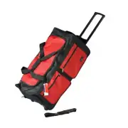 Iron Bar 28" Heavy Duty Duffle Bag, Collapsible, Multi-Pocket, Wheels, RED