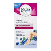 Veet Easy Gel Wax Legs Wax Strips 20Pk + 2 Perfect Finish Wipes Sale