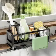 SWTYMIKI Sponge Holder for Kitchen Sink - Caddy with Brush Black
